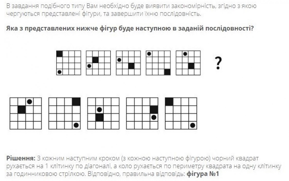 Пример задания на абстрактно - логический интеллект.